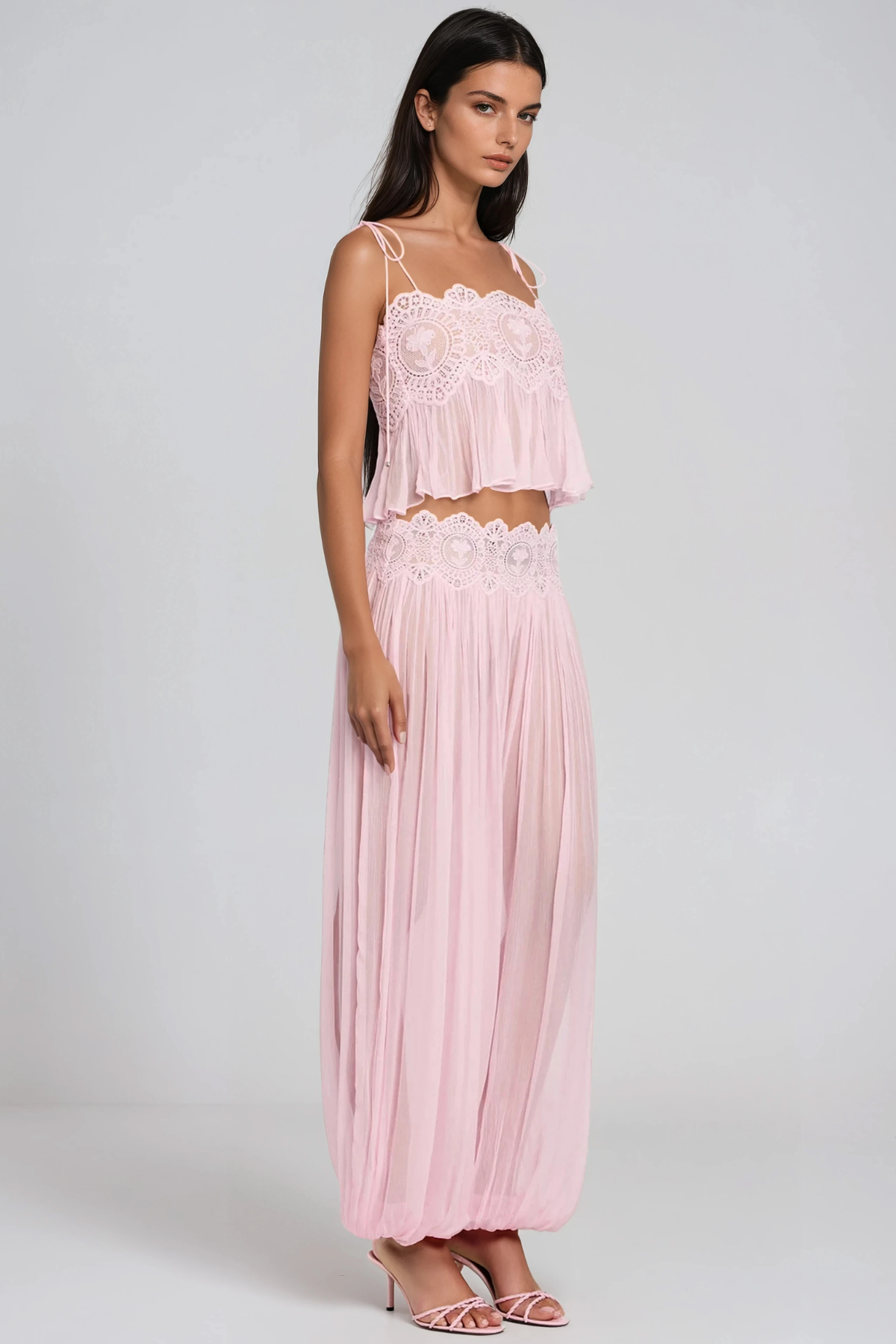 Hanieh Lace Ruch Pants Set Noor Laurent