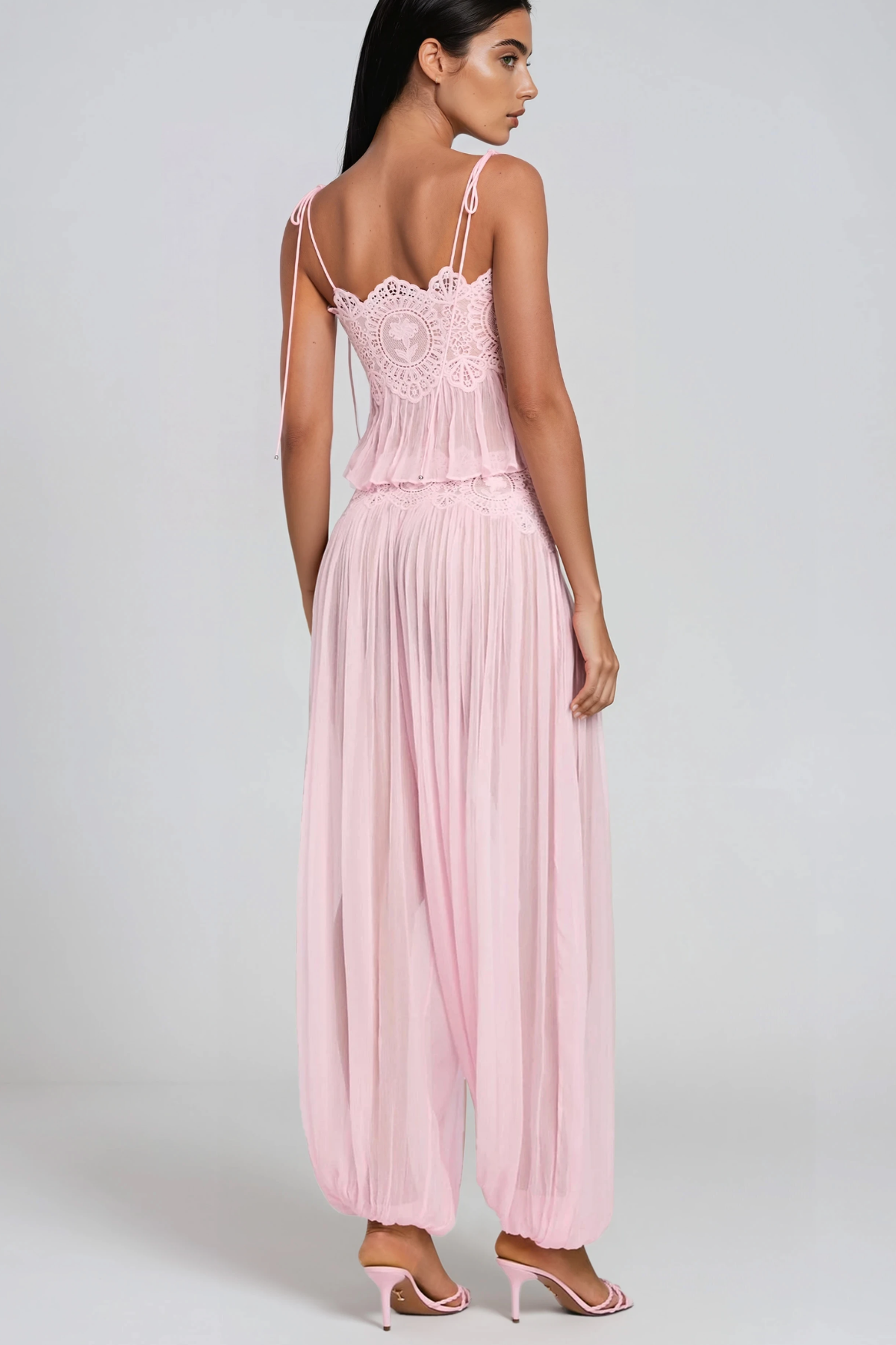 Hanieh Lace Ruch Pants Set Noor Laurent
