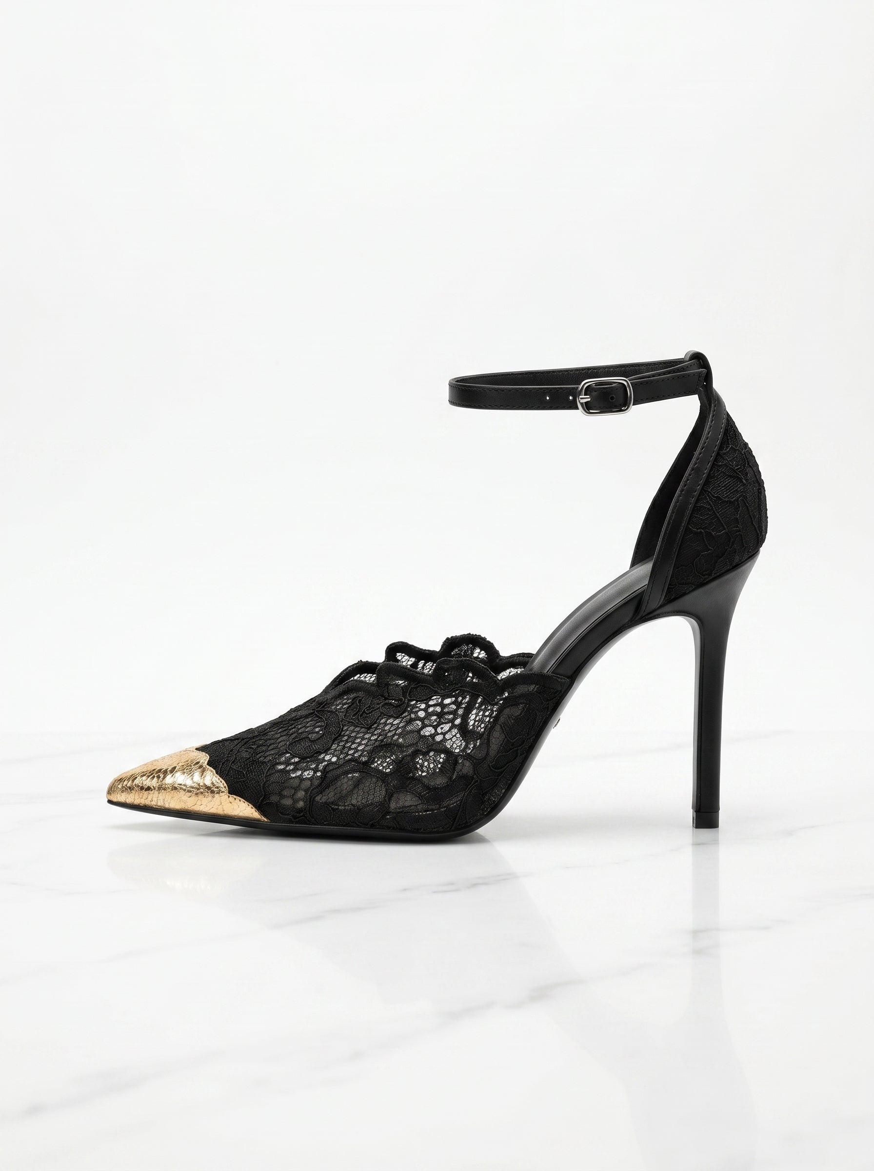 Lace Gold Cap Heel